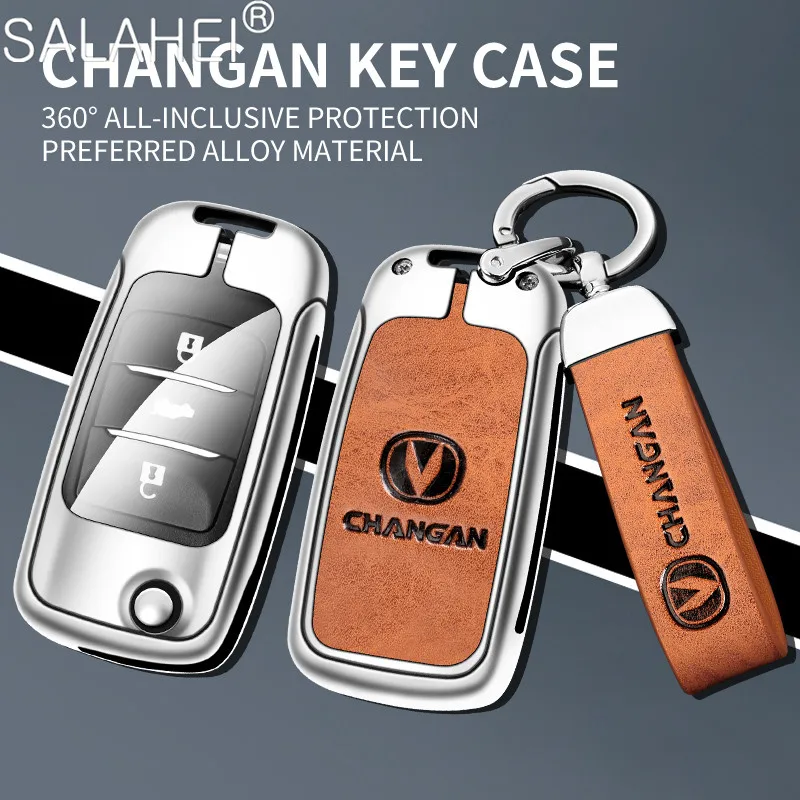 

Zinc Alloy Car Flip Key Case Cover Holder Shell For Changan CS75 Eado CS35 Raeton CS15 V3 V5 V7 Protective Keychain Accessories
