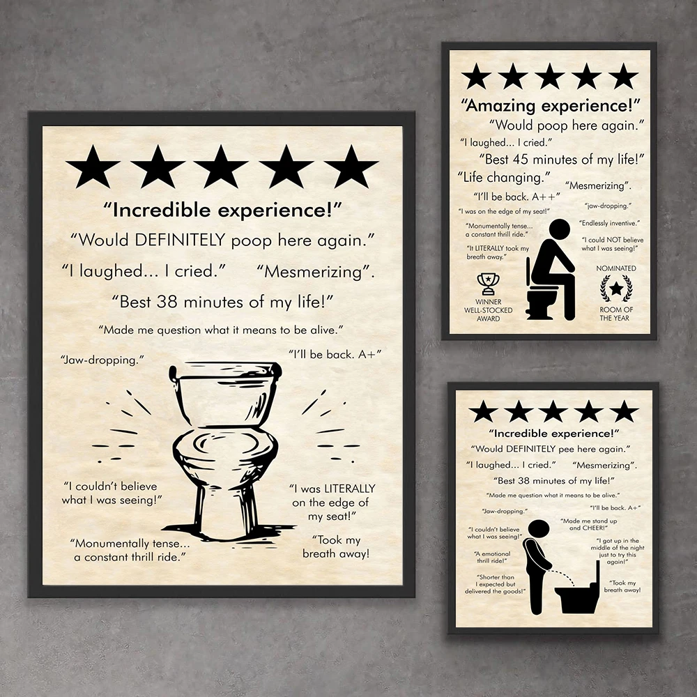 

Incredible Toilet Pee Craft Quote Sign Posters and Prints Amazing Experience Canvas Painting 5 Star Bathroom Home Decor Pictures