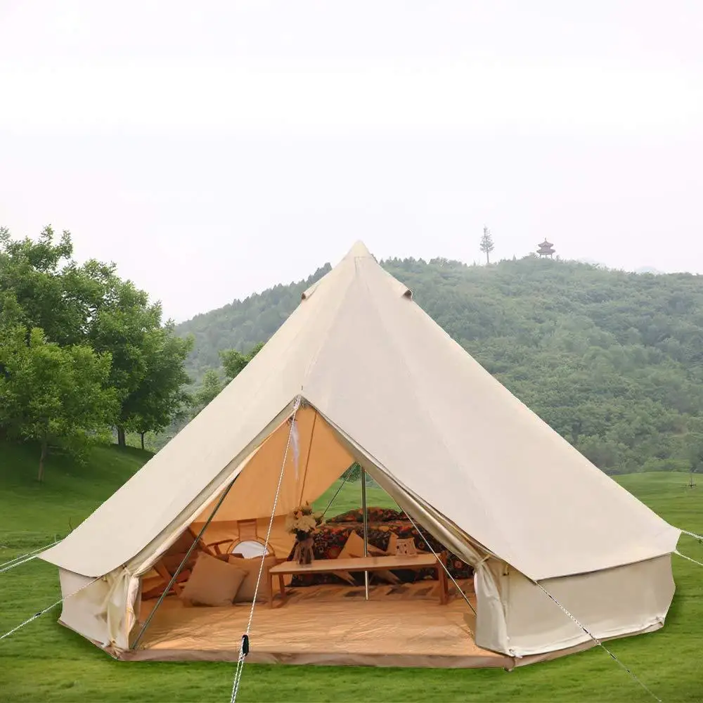 Waterproof Outdoor Camping Cotton Canvas Teepee Yurt Glamping Tent Bell Tent 3*3m/4*4m/5*5m6*6m