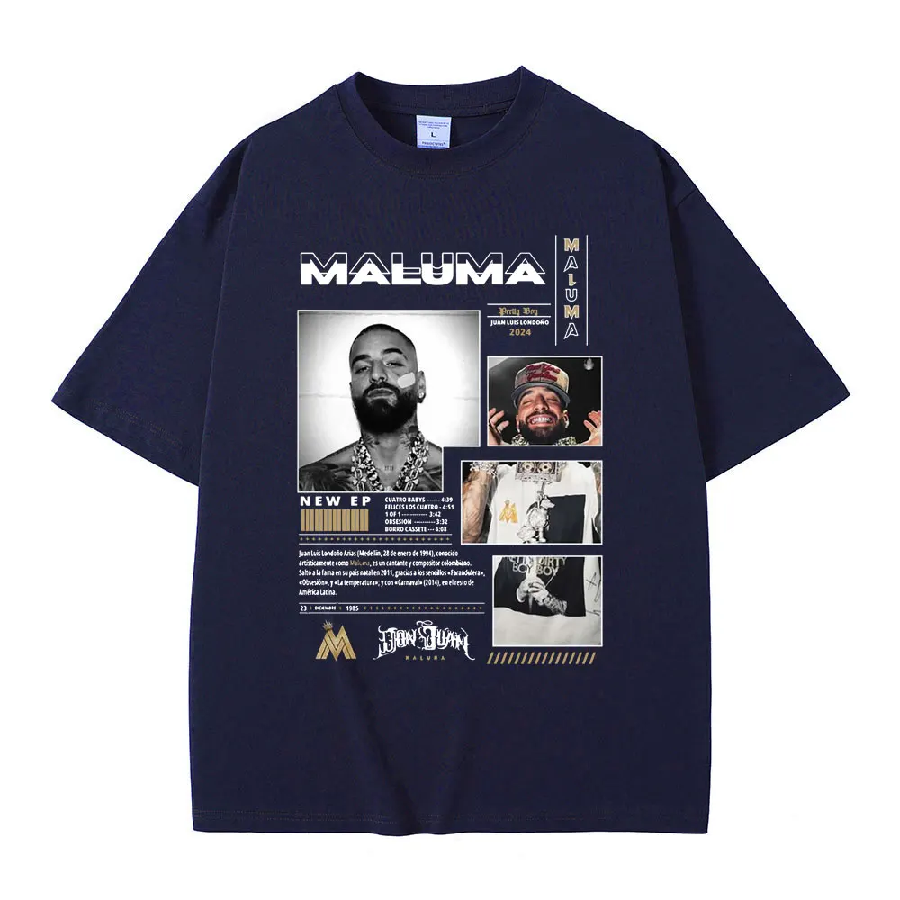 Фото Футболки с обложкой музыкального альбома Singer Maluma для мужчин и женщин, повседневная хлопковая футболка, мужские модные футболки большого размера в стиле хип-хоп, рэп, уличная одежда №4