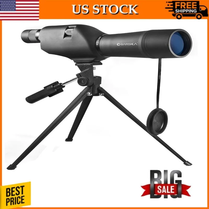 

Optics Spotting Scopes 20-60x60 Waterproof Straight Spotting Scope with Tripod , Black