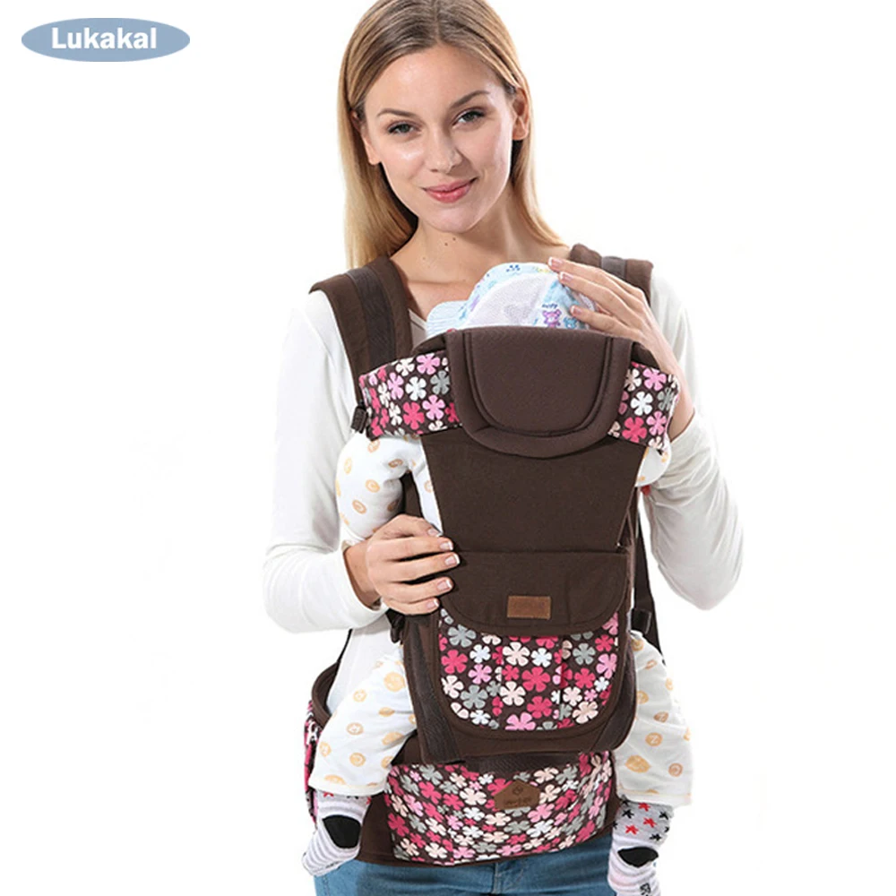 

Floral Cotton Ergonomic Baby Carrier Adjustable Baby Sling 5 Carry Ways Multifunctional Kangaroo Baby Applicable 3 To 36 Months
