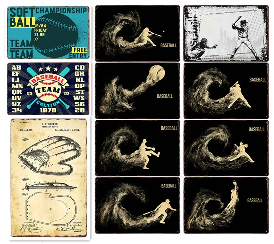 

Абстрактная бейсбольная металлическая табличка винтажный жестяной плакат настенный художественный декор для спортзала клуба спальни домашний декор железная живопись