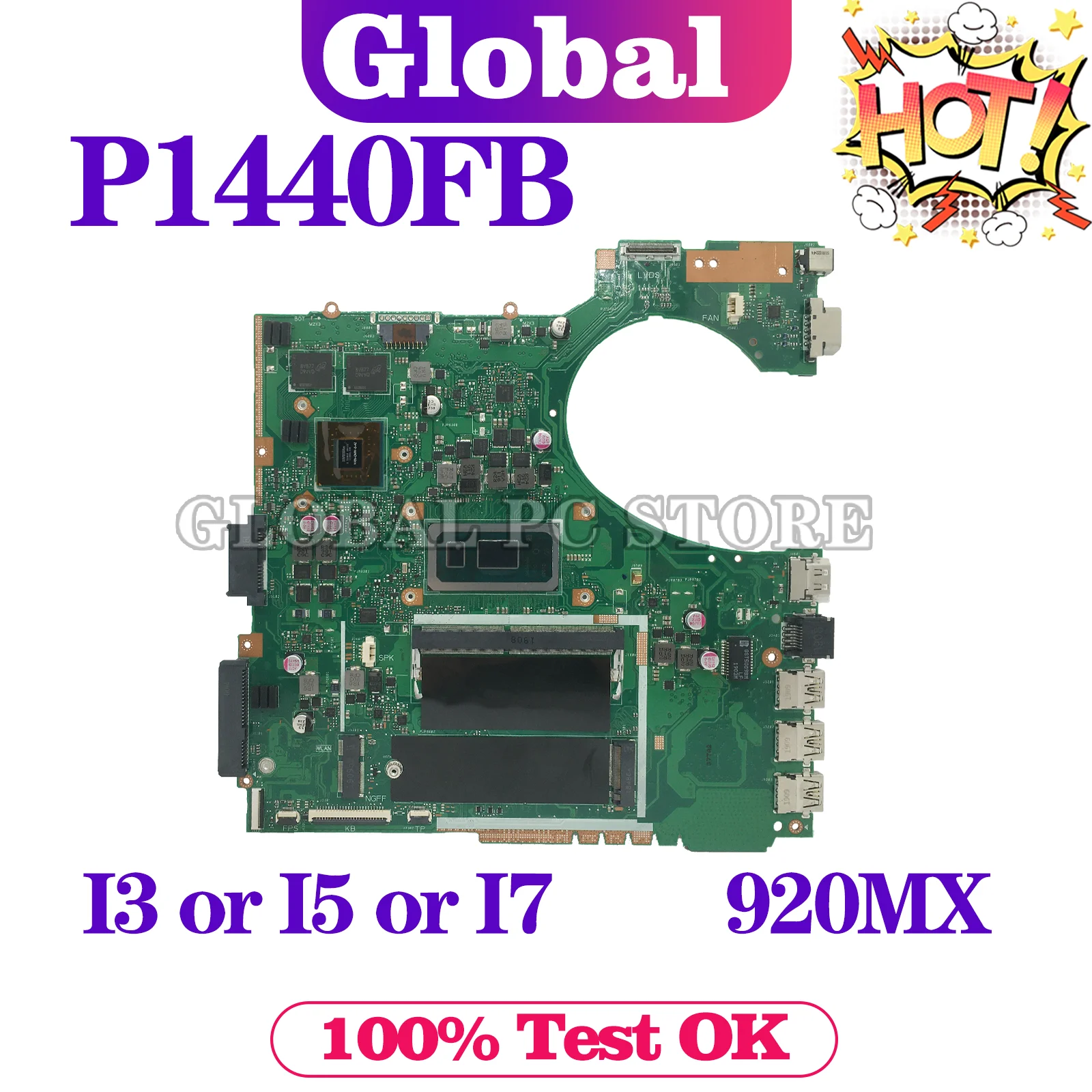 

KEFU P1440F Mainboard For ASUS ASUSPRO P1440 P1440FB B1440FA P1440FA Laptop Motherboard I3 I5 I7 8th Gen 920MX 4G/8G-RAM DDR4