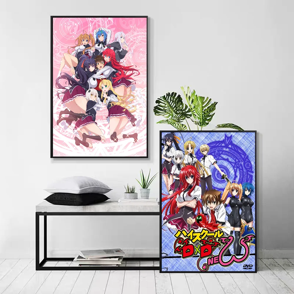 Anime High School DXD Vintage Posters Sticky Retro Kraft Paper Sticker DIY Room Bar Cafe Kawaii Decor