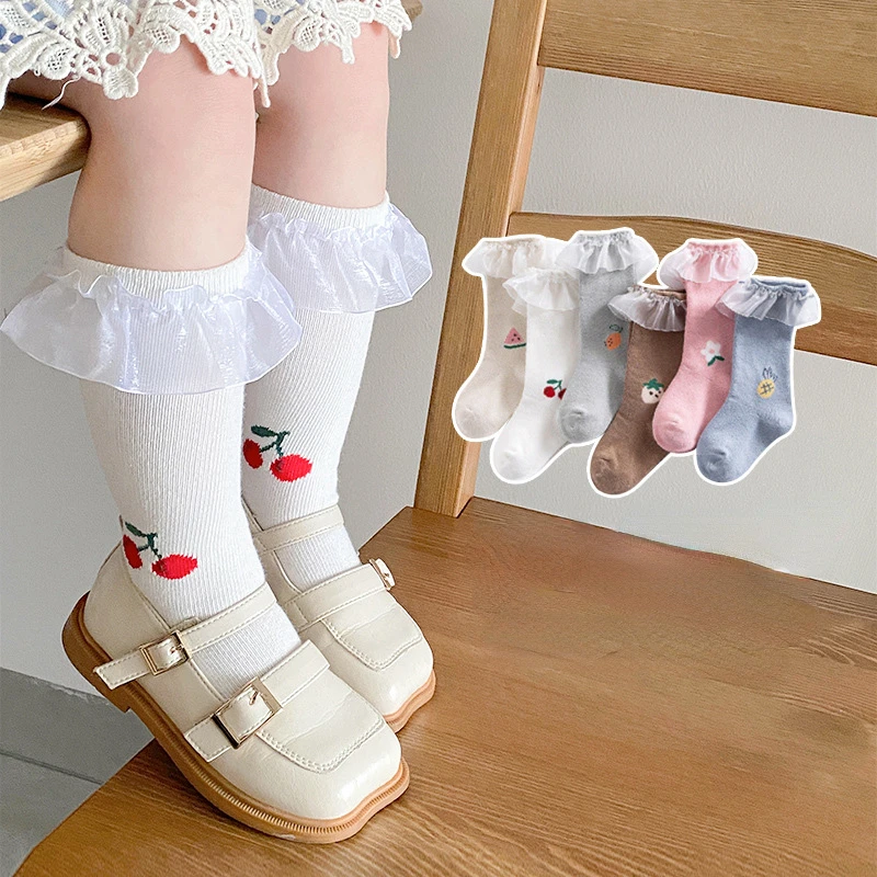 

Spring and Autumn Baby Girls Socks Big Bow Kids Socks Toddlers Cotton Lace Baby Socks Kids Girls Socks 0-5Years