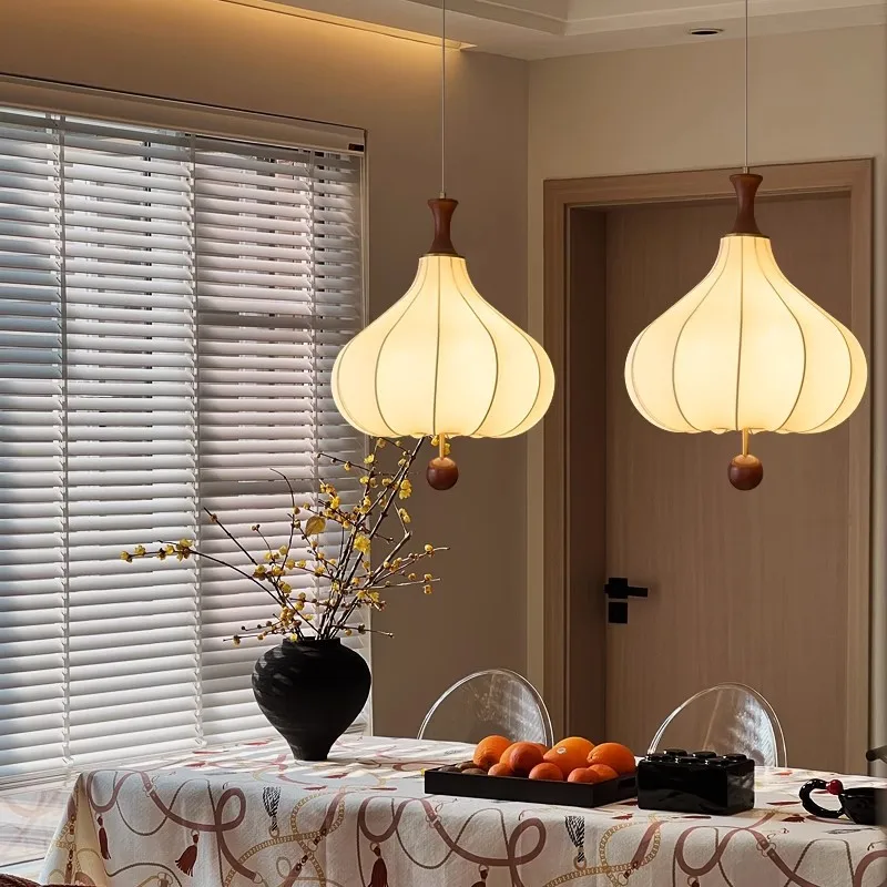 Винтажный подвесной светильник середины века ретро шелковый для гостиной