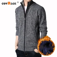 top quality autumn winter new mens jacket slim fit stand collar zipper jacket men solid cotton thick warm sweater mwk028
