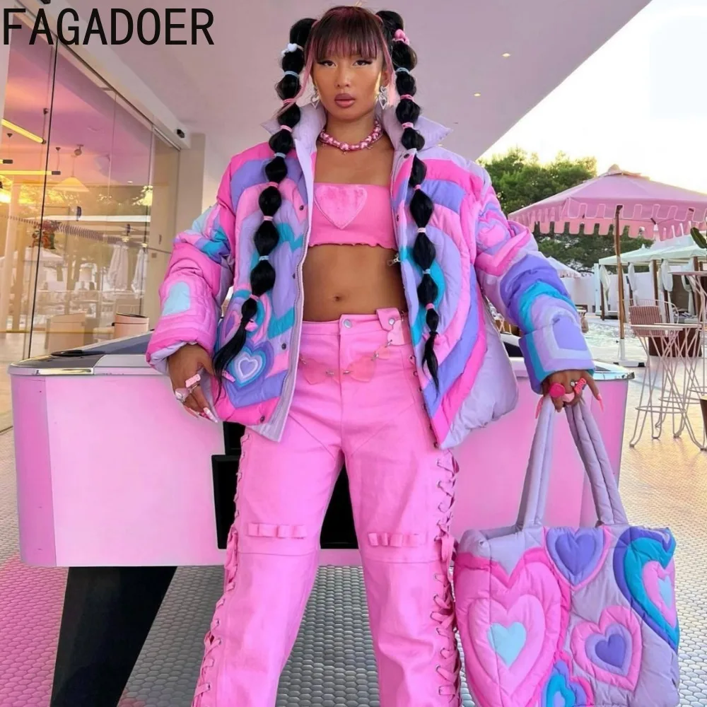 Пушистая теплая хлопковая куртка в стиле пэчворк