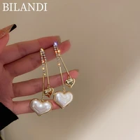 bilandi 925%c2%a0silver%c2%a0needle delicate jewelry heart earrings pretty design high quality shiny crystal drop earrings for lady gifts