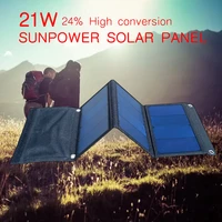 21w 5v usb sunpower solar panel high efficiency waterproof for hiking camping outdoor travel mobile phone power bank charging