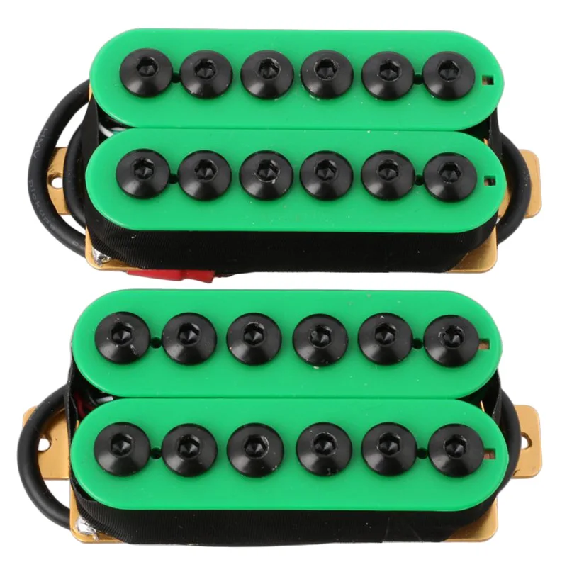 

2Pcs Double Coil Electric Guitar Humbucker Pickup Bridge&Neck Ceramic Magnet Invader Style Punk Green