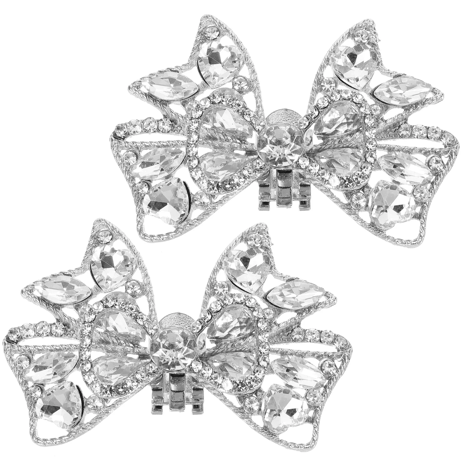 

2 Pcs Shoe Charms Crystal Buckles Bow Tie Bridal Detachable Rhinestones Clip Bride