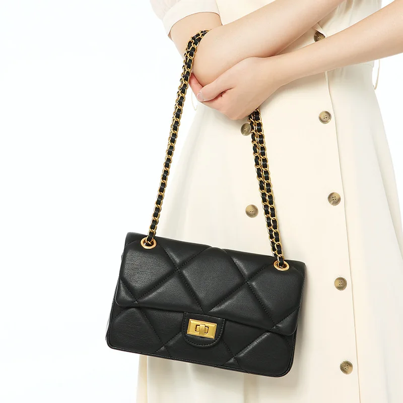 New Women's Fashion All-match Single Shoulder Bag Niche Design High-end Rhombus Chain Messenger Bag