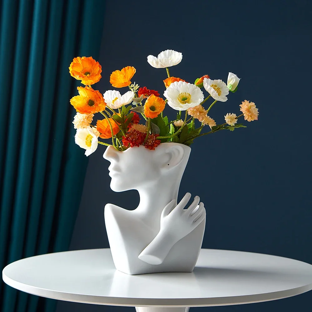 

Flower Arrangement Ceramic Personality Vase Home Decoration Creative Nordic Style Modern Simple Portrait Art Living Rooms Decor