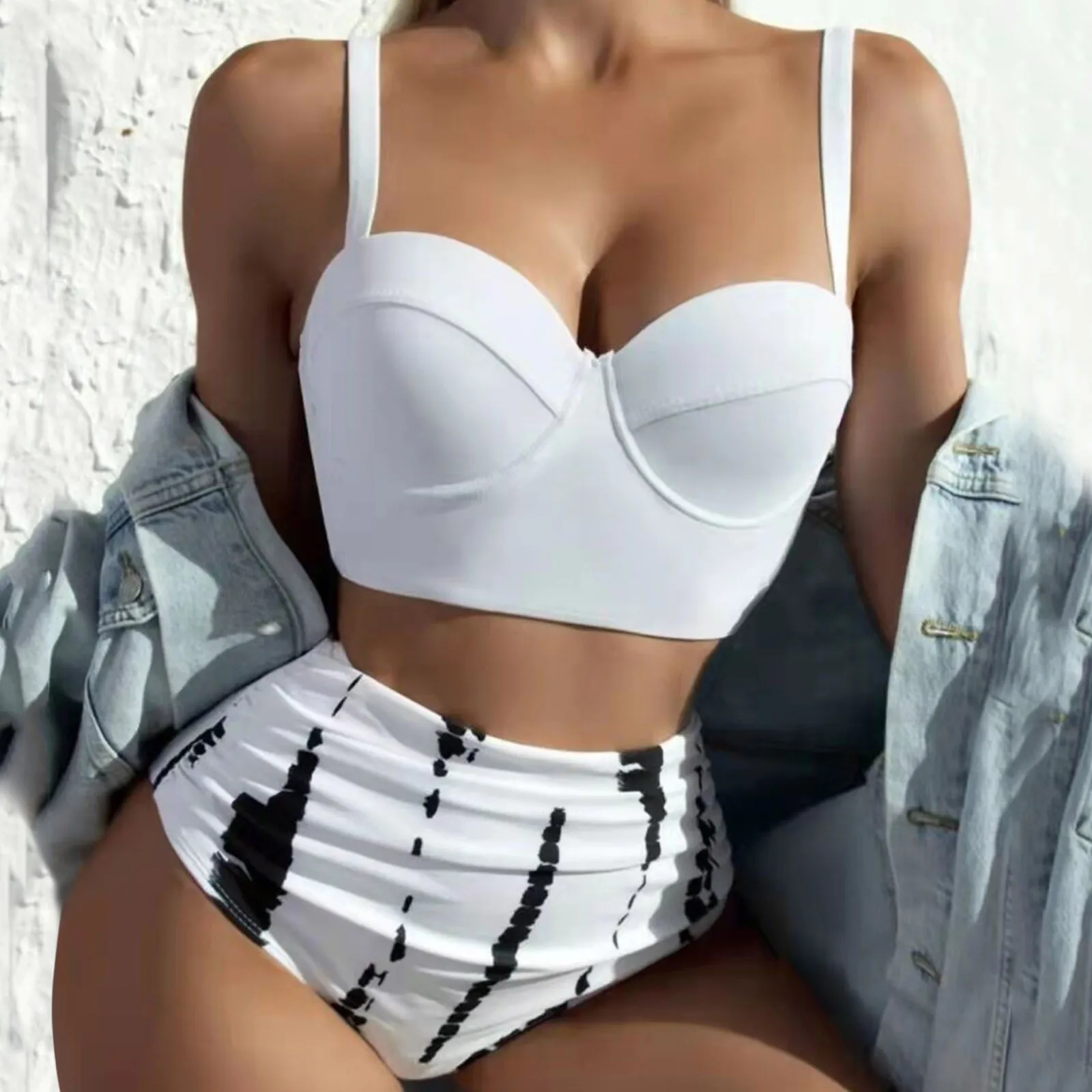 

Bikini Sets For Women Push Up Pad Tankini Set High Waisted Swimsuit Summer Swimwear Bathing Suit Bikini Beachwear 2022