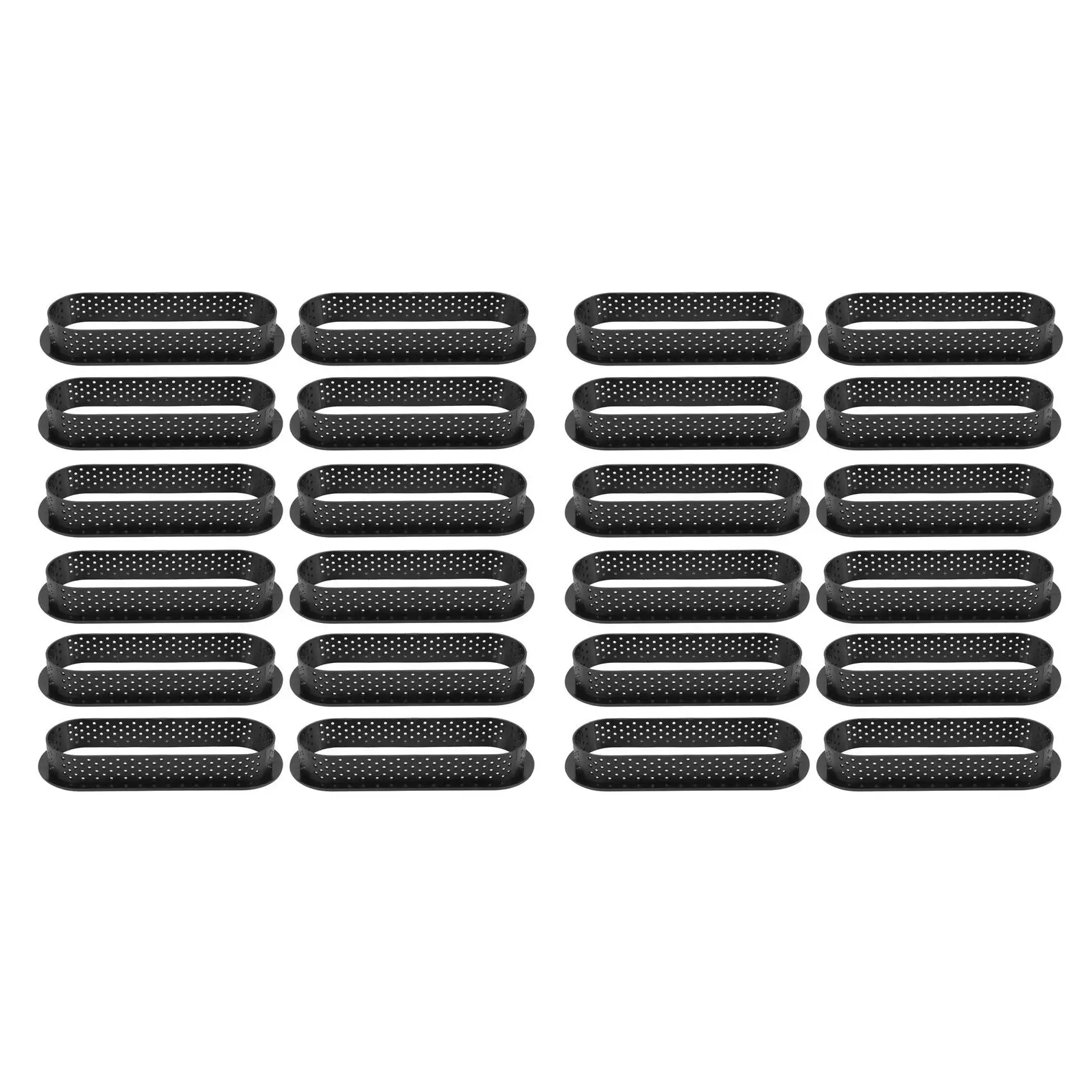 

24 Pieces Oval Tart Rings Heat-Resistant Perforated Cake Mousse Ring Non Stick Bakeware Tart Mini Cake Mold Cake Rings