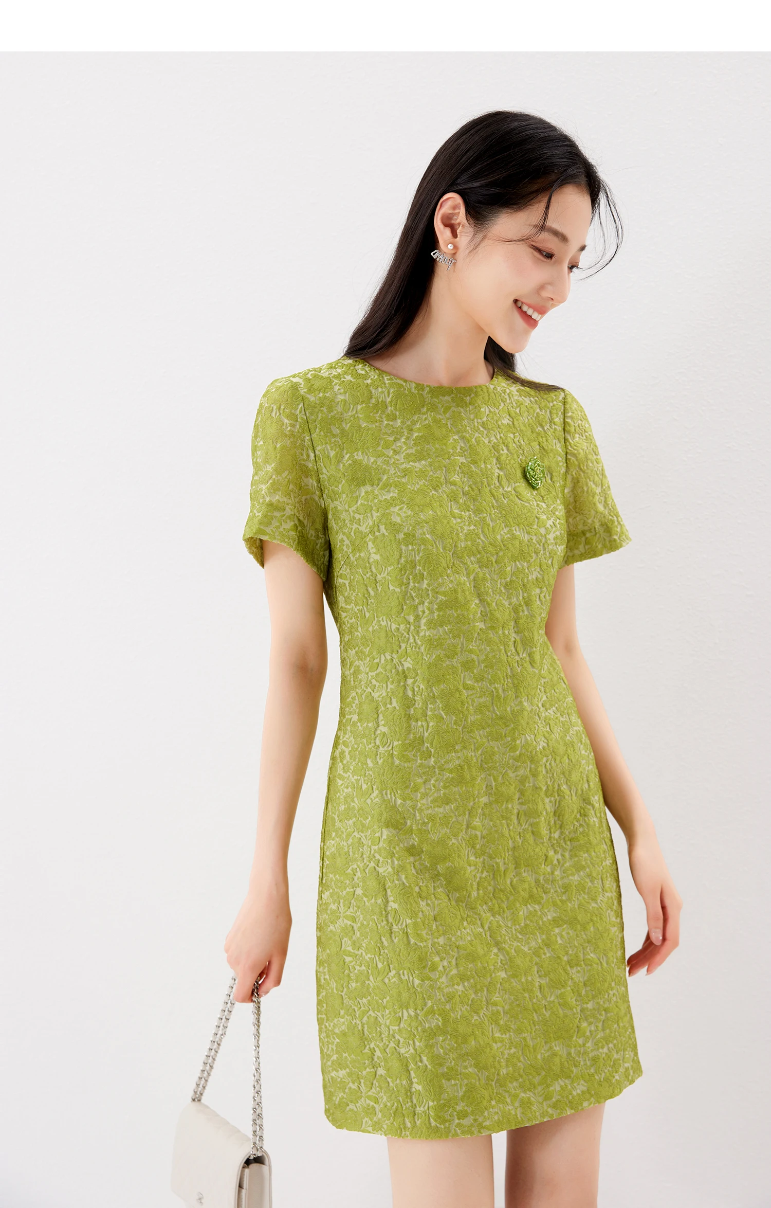 

Shuchan Jacquard Above Knee, Mini Dresses for Women Zipper Slim Vestidos Femininos Frete Grátis Zipper 2023 Summer