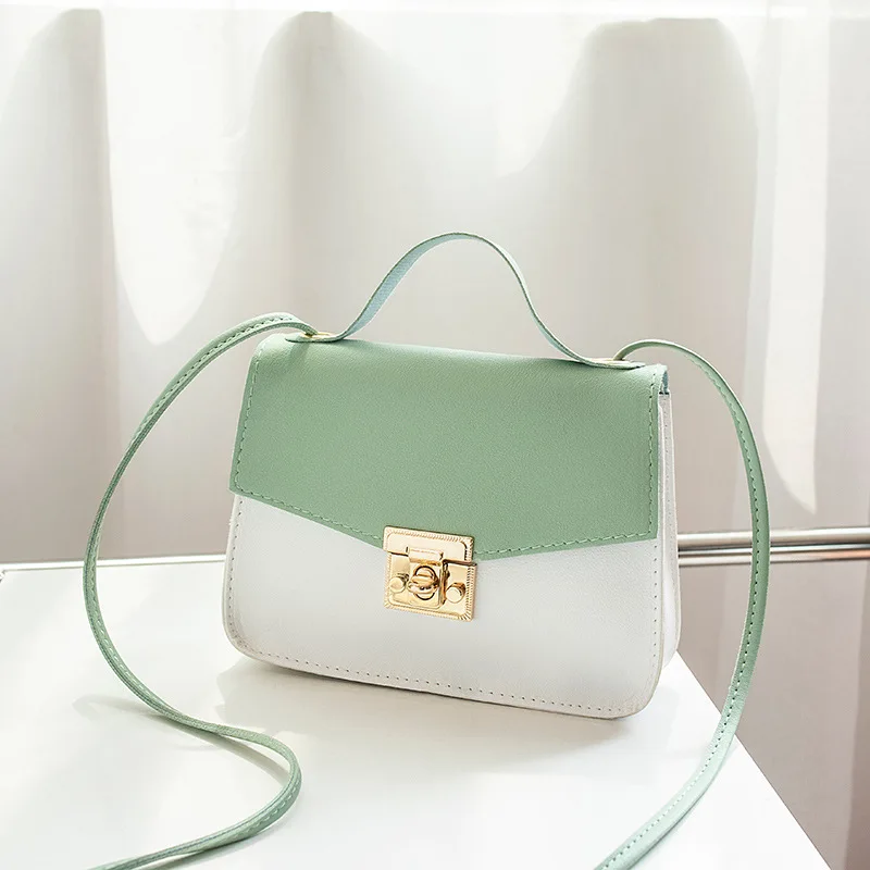 

Fashion Contrast Color Mobile Phone Bag Women'Sbag Sweet Small Squarebag Drawstring Diagonal Straddle Shoulderbag