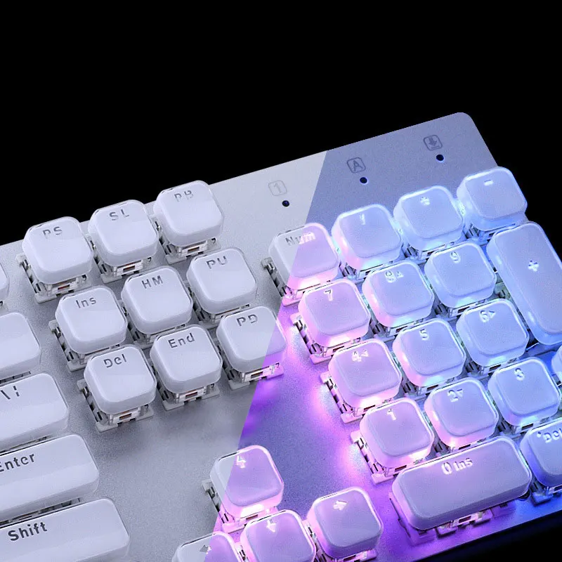 Translucent Keycaps 104 Keys Layout Low Profile White Keycaps DIY  Black Backlit Crystal Edge for Mechanical Keyboard