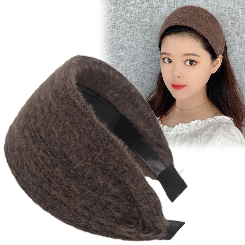Autumn and Winter Wide-Brimmed Wool Headband Female Elegant Graceful Toothed Hairpin Warm Hair Band Headband for Face Washing