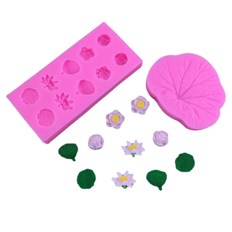 Силиконовая форма с рисунком листьев лотоса гипсовая капельная для отжима глины