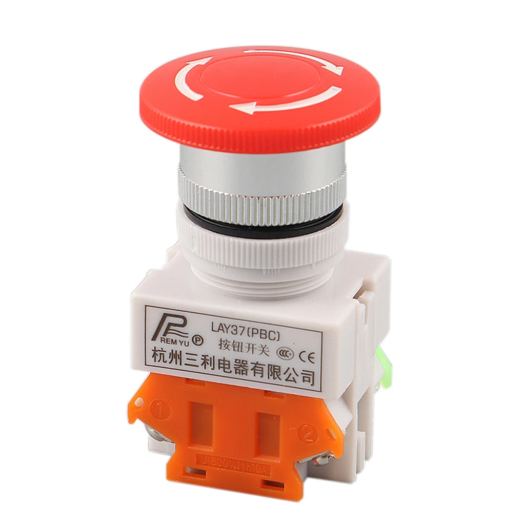 Кнопка аварийной остановки переключатель с красными грибовидными крышками 10 А