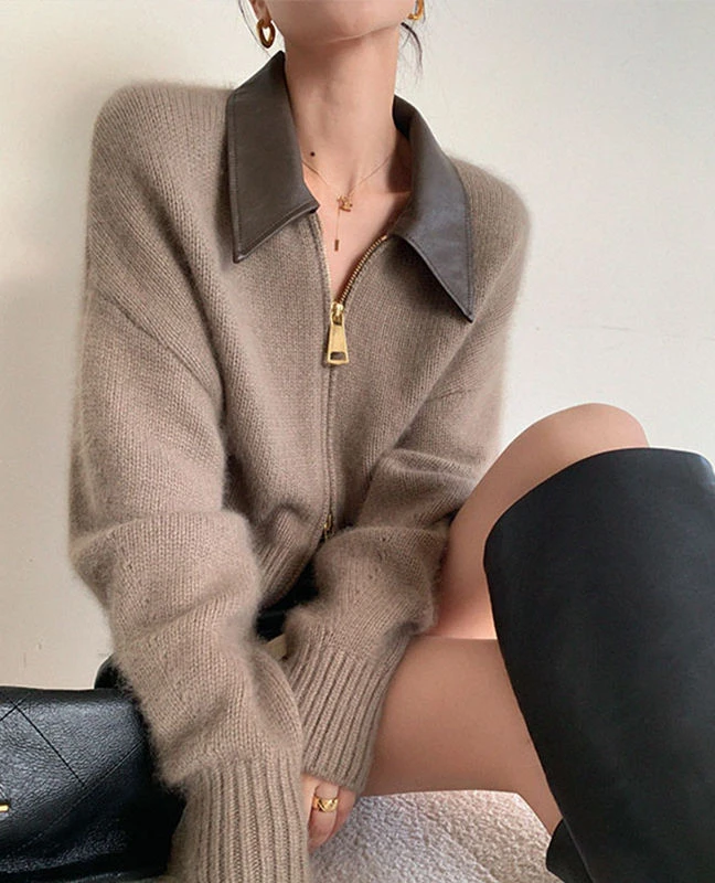 Лоскутный кардиган Feminino с отложным воротником зимняя одежда женский свитер Mujer