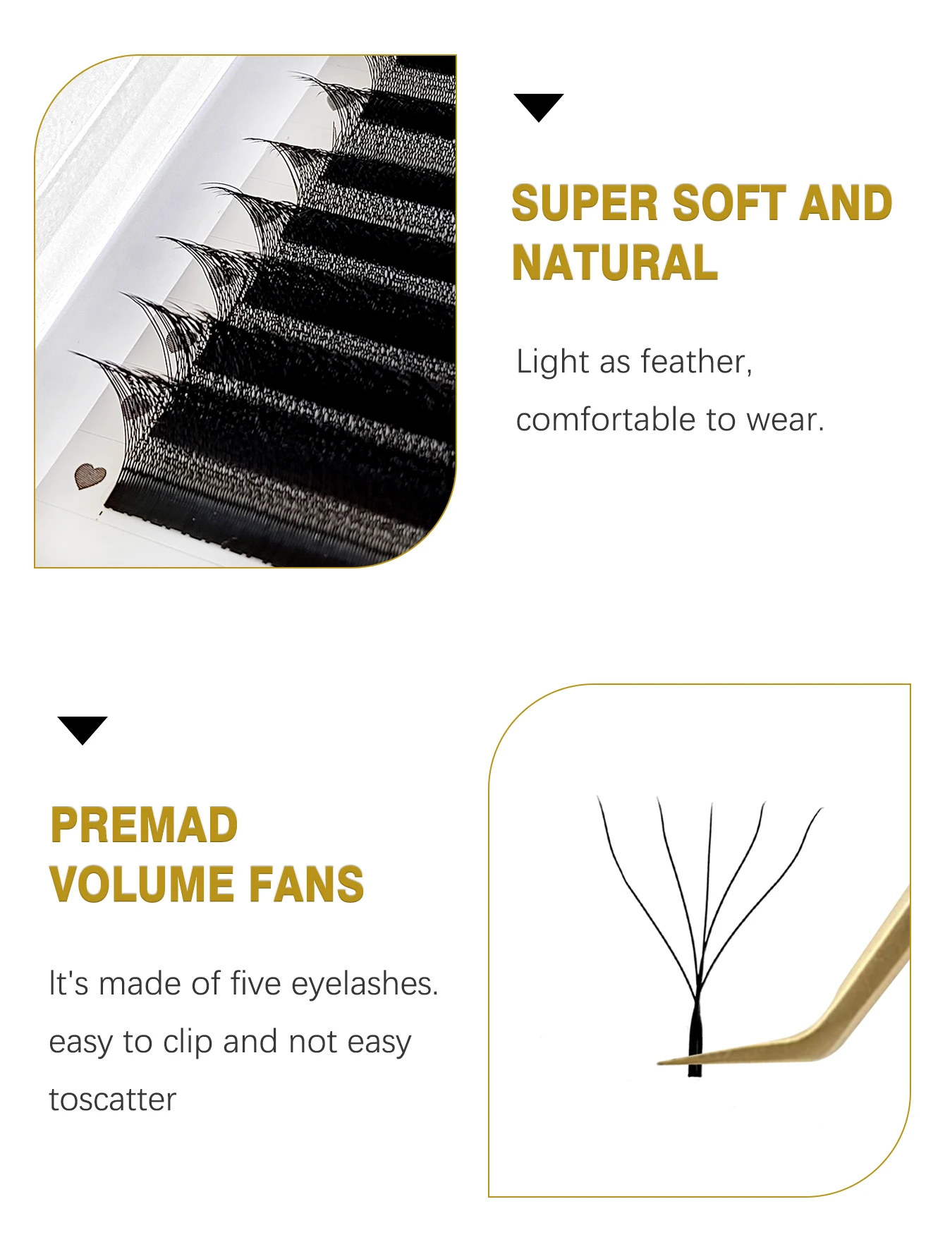 Ресницы CoMango Cilios 5D W-образные для наращивания автоматические цветущие C/D изгиб