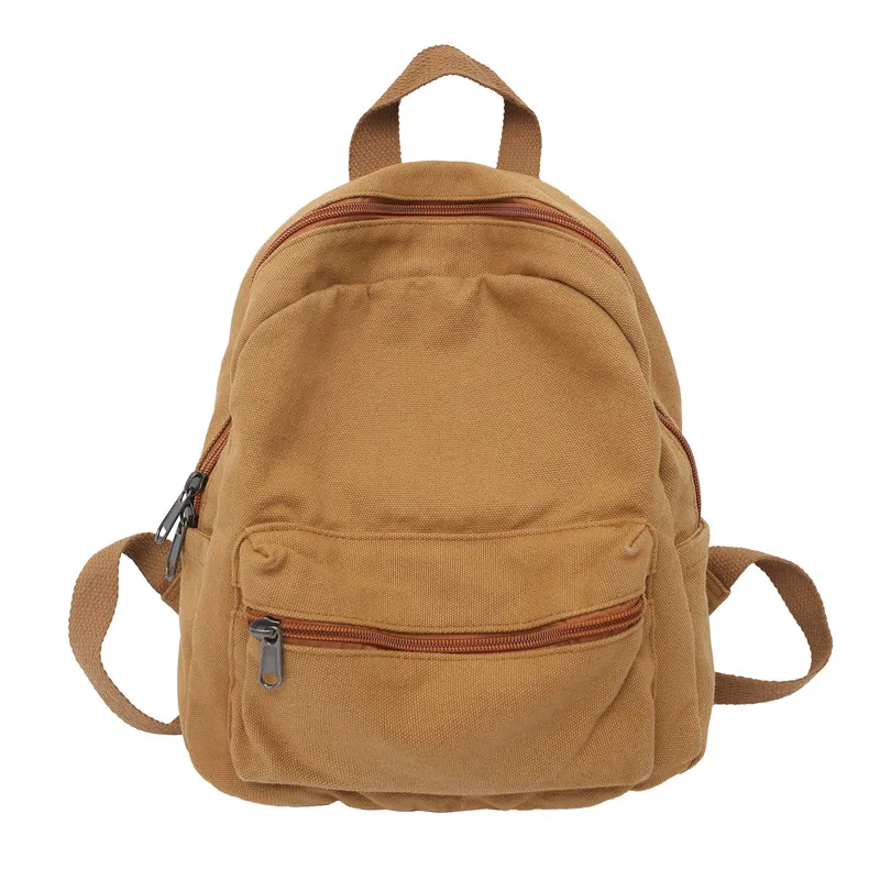

Small Canvas Vintage Backpack New Simple Unisex Women Men Bags For Teenage Girls Young Solid Color Ladies Mini Rucksack