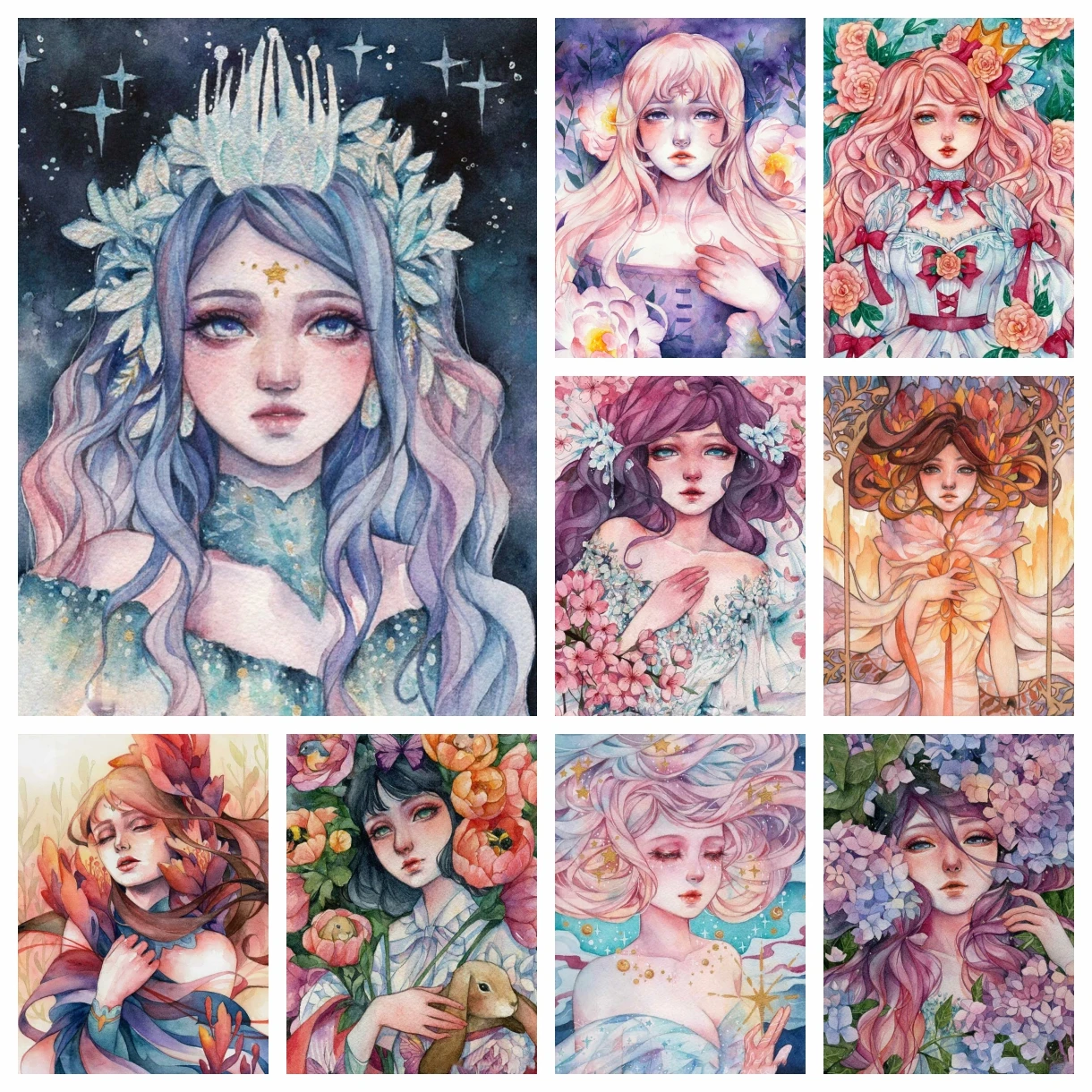 

2022 New Cartoon Girl Angel Princess Painting Diamond Embroidery Kit Flower Fairy Wall Art Cross Stitch Picture Mosaic Home Deco