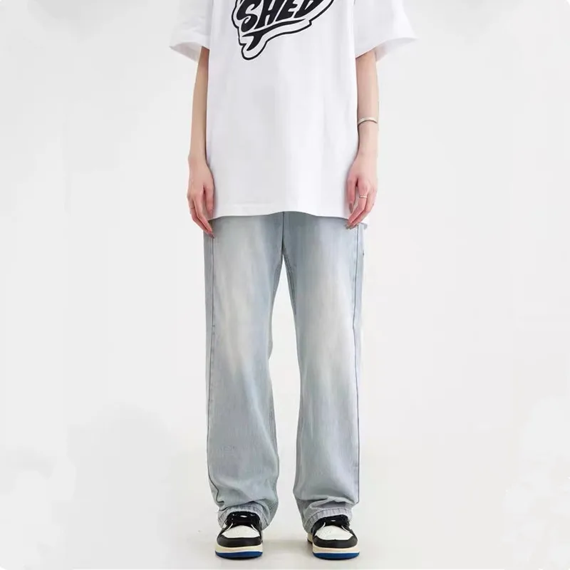 2022 New Arrivals Graphic Print Vintage Baggy Jeans For Men Y2K Clothes Distressed Washed Straight Denim Pants Pantalones Hombre