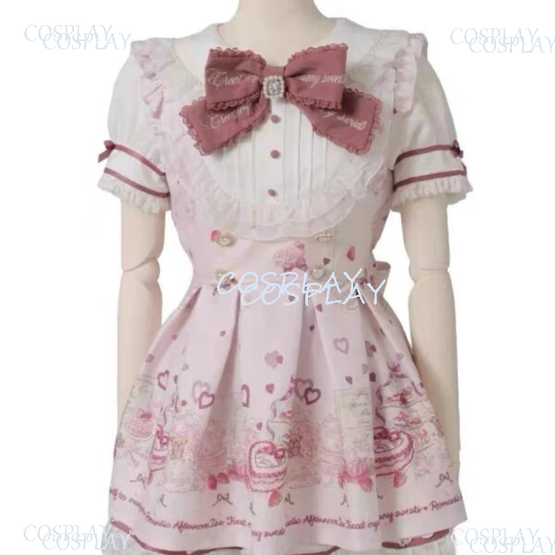 Японское платье Ryousangata Sweet Dress с короткими рукавами и матросским воротником, милый наряд для чаепития в стиле кей для женщин. (art.: 3920dd2a302de) - 3920dd2a302de