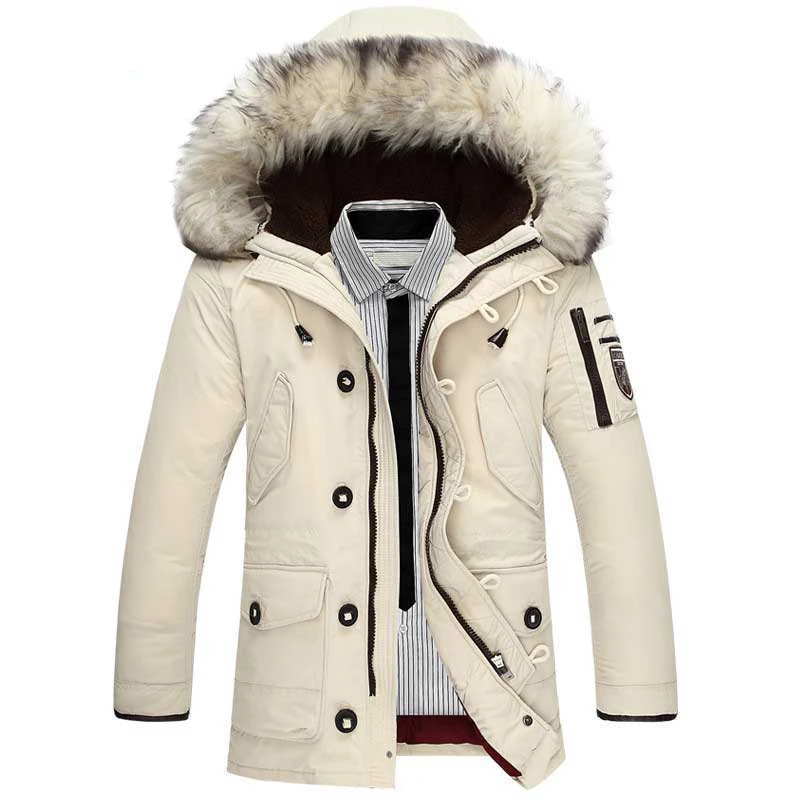 Men's Fur Collar Down Jacket Men 90%Duck Down Warm Winter Jackets Men Fashion Casual Hooded Thick Warm Windproof Outerwear Coats
