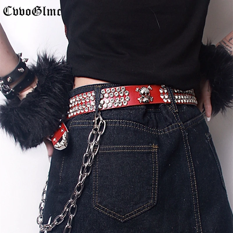 Ремень в стиле панк Западный украшенный блестками женский мужской модный