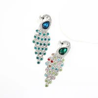 dmari women brooch korean fashion style elegant rhinestone peacock movable tail lapel pin wedding accessories luxury jewelry2022