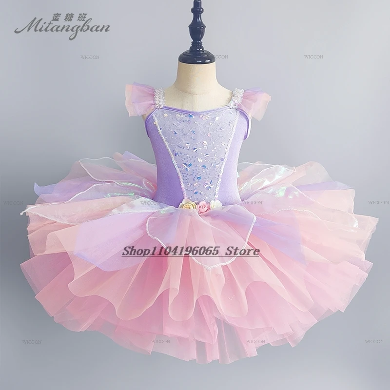 Toddler Sequined Fancy White Ballet Tutu dress Girls Dance Costumes Children Ballerinas Outfits Kids Ballroom Suit Clothes