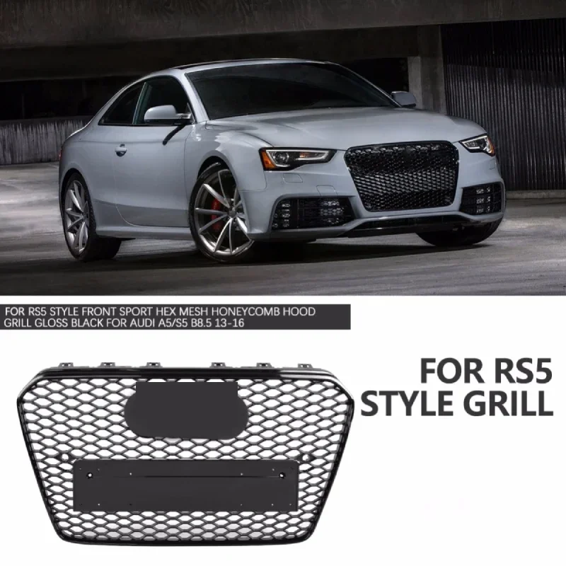 Для RS5 Style Front Sport Hex Mesh Honeycomb Hood решетка глянцевый черный для A5/S5 B8.5 2012 2013 2014 2015 2016