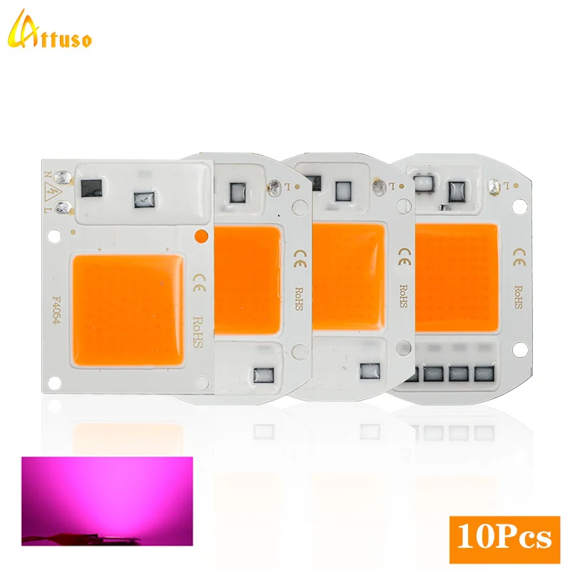 10pcs/lot COB LED Chip Phyto Lamp Full Spectrum 220V 110V 10W 20W 30W 50W For Indoor Plant Seedling Grow Flower Growth Lighting