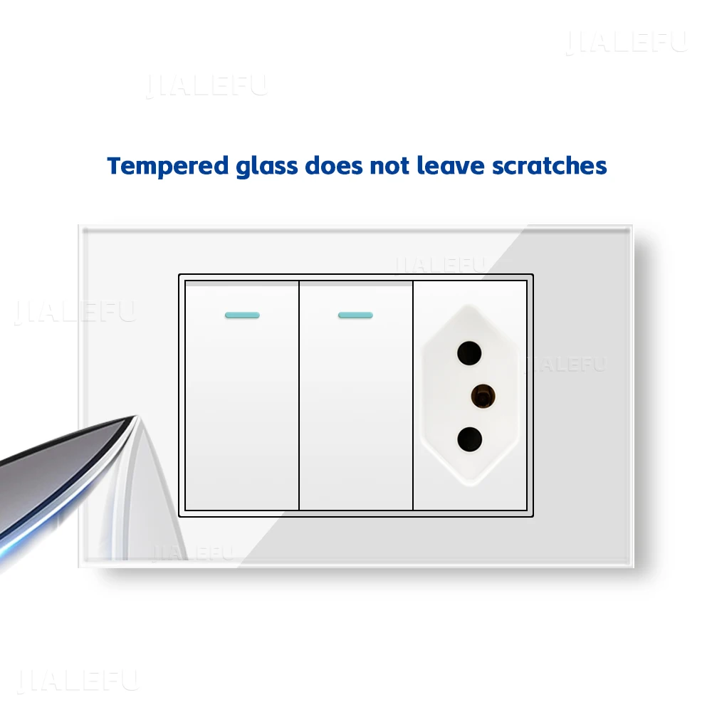 Настенная розетка из закаленного стекла 4 х2 10 А 20 белый зеркальный параллельный