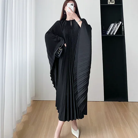 Miyake стильное плиссированное платье для женщин, лето 2023, Новое высококачественное стильное свободное размера плюс, повседневные и удобные платья