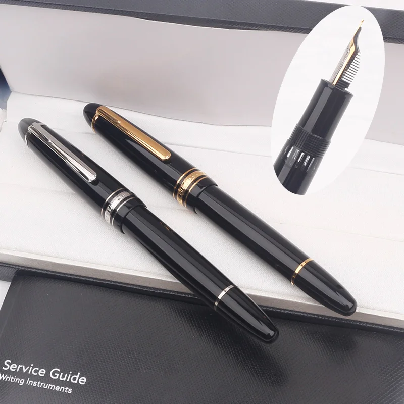 

MB 149 Fountain Pen View Window Black Resin M Nib Ink Calligraphy Pens Piston Filling Luxury Gift Set School Supplies