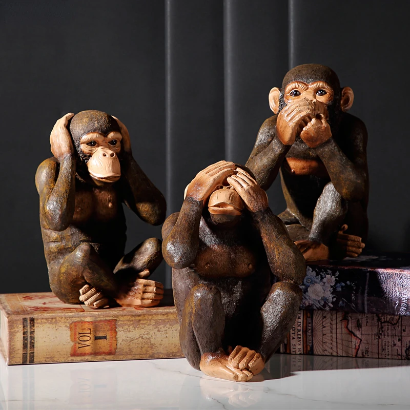 

European-style Animal Decoration Ornaments Retro Simulation Gorilla Statue Cafe Bar Office Desktop Decoration Nostalgic Crafts