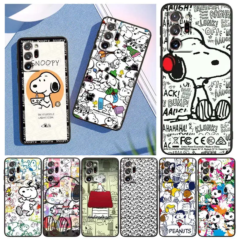 

Cartoon Cute Snoopy Dog For Samsung Note 20 10 9 Ultra Lite Plus F23 M52 M21 A73 A70 A20 A10 A8 A03 j7 j6 Black Phone Case