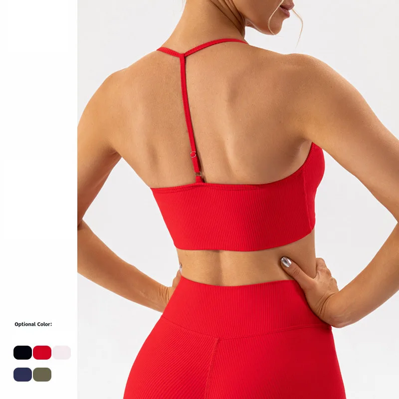 

Thread Fitness Sports Bra Shockproof Yoga Suit Corset Workout Beauty Back Rib Striped Bodybuilding Lingerie Woman Tracksuit Vest