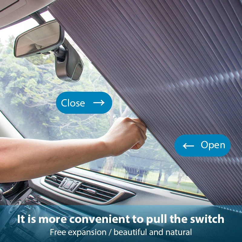 

Солнцезащитный козырек для лобового стекла автомобиля, летняя Водонепроницаемая Защитная автоматическая выдвижная Солнцезащитная шторка...