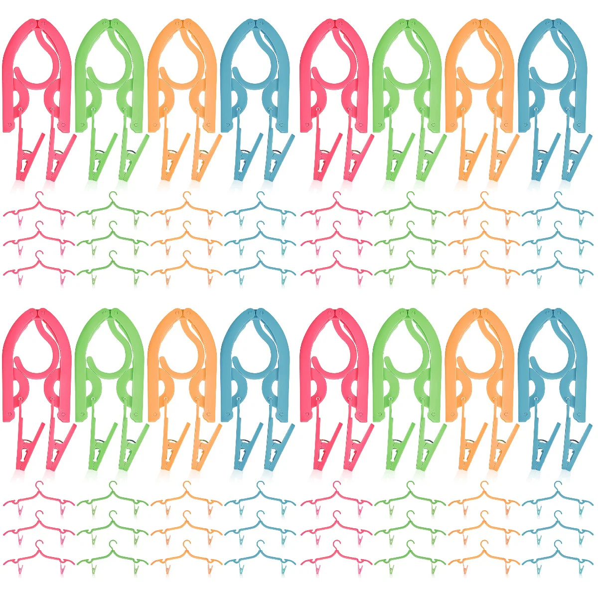 

64 Pcs Space Saving Folding Lightweight Clothes Hangers with Clips Clothes Drying Racks with Clips Hangers with Clips