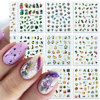 3d nail decals holographic stickers flowers leaves spring nail art design transfer manicure decoration stickers diy nails charm