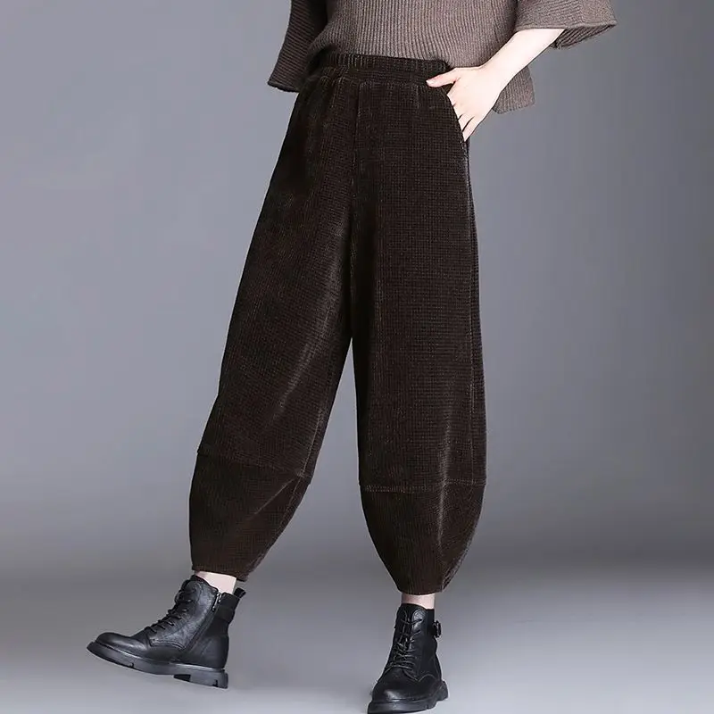 

Woolen Pants Women Autumn Winter New High Waist Loose Casual Latern Pants Slim Office Lady Straight Suit Trousers Female L16