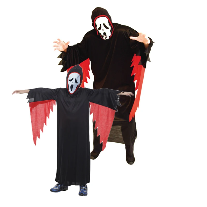 

Halloween Horror Cloak Cape Anime No Face Cosplay Costumes Ghost Tassels Cloak Unisex Halloween Parent-child Clothing Full Set